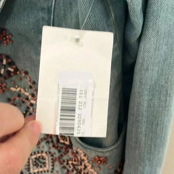 [US6] Emanuel Ungaro~Denim Jacket W/Beaded  Geometric Designs - Picture 4 of 7